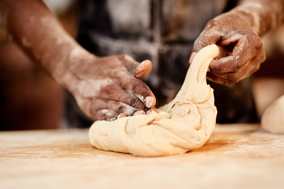 hands baking bread
