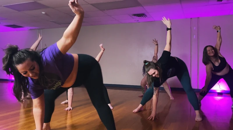 Dancers in a fitness class