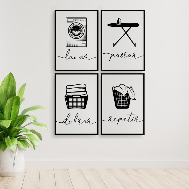 Lavar passar dobrar repetir - Preto e Branco