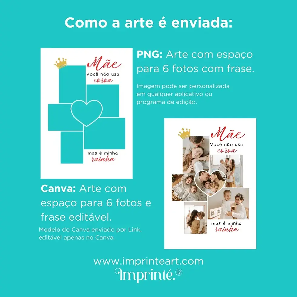 Thumbnail: Template para Canva Arte Digital Imagem para Quadro Personalizado de Dia das Mães com fotos presente diy com frase para mãe