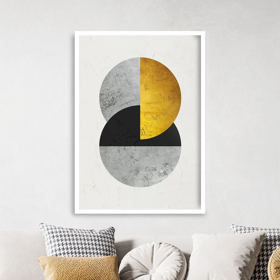 Arte Digital Imagem para Quadro Decorativo para Imprimir Abstrato Geométrico Círculos Entrelaçados Dourado Preto Luxo Chic