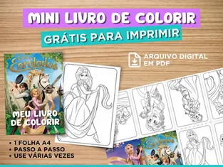 Mini Livro para Colorir da Rapunzel de Enrolados: Desenhos Prontos para Imprimir e Criar uma Lembrancinha Criativa e Econômica