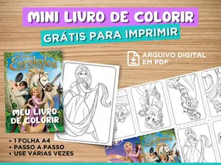 Mini Livro para Colorir da Rapunzel de Enrolados: Desenhos Prontos para Imprimir e Criar uma Lembrancinha Criativa e Econômica