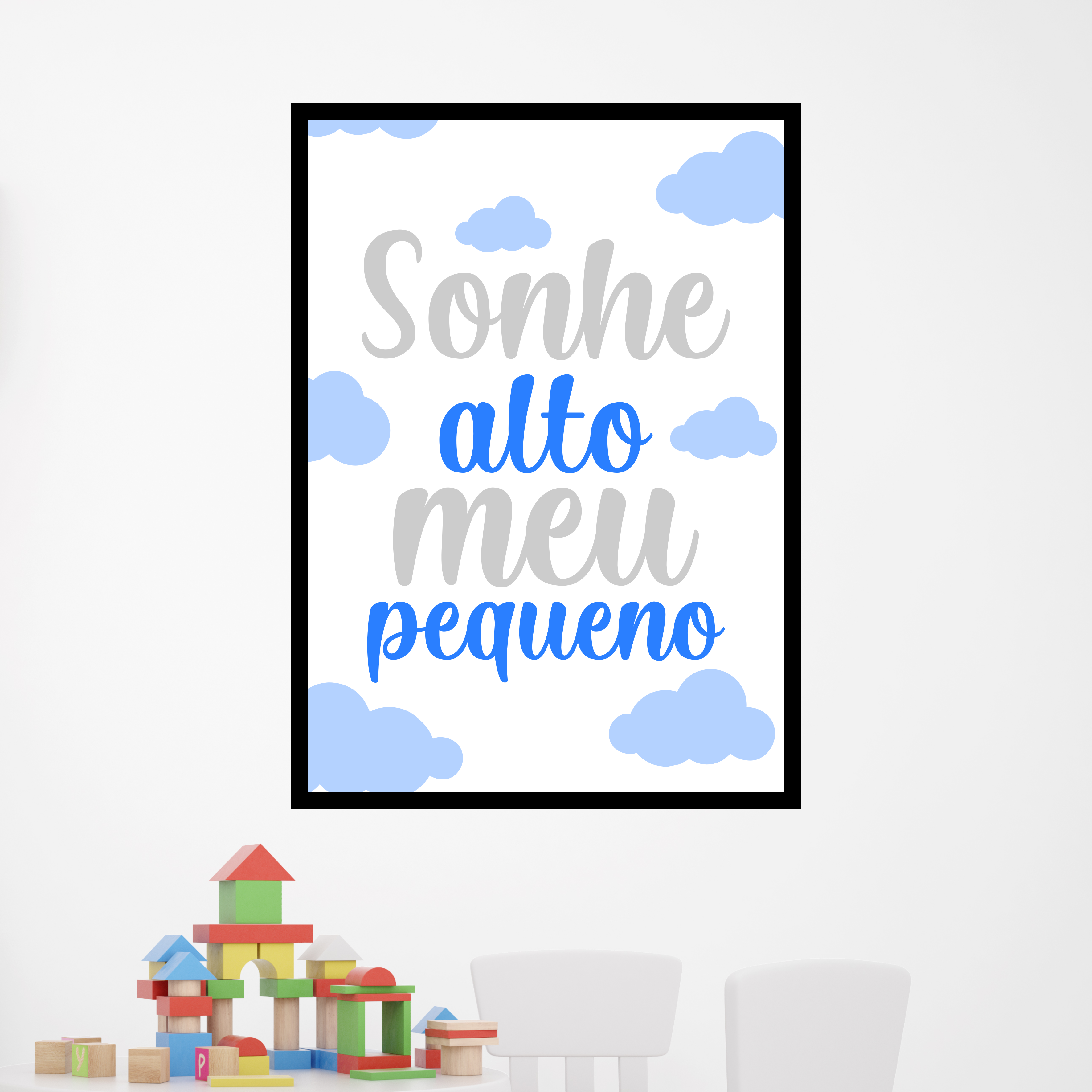 Sonhe alto meu pequeno - Nuvens - Azul e Cinza