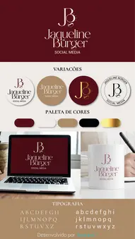 Identidade Visual Logotipo para Social Media Vermelho e Dourado