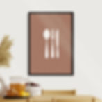 Arte Digital Imagem para Quadro Decorativo para ImprimirTalheres Bege e Marrom Minimalista