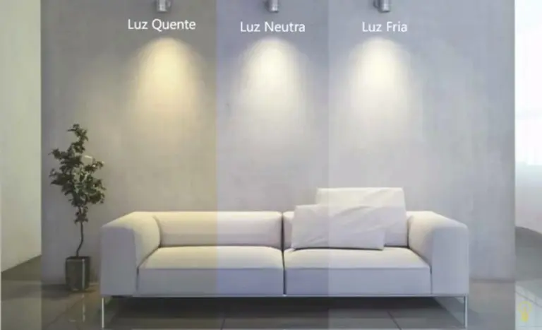 Demonstração de iluminação Quente, Neutra e Fria mostrando como ficaria cada uma no curso de decoração Eu Decor.
