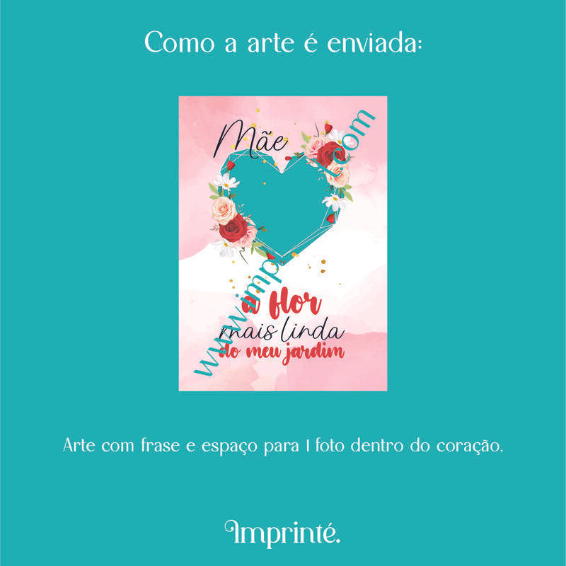 Miniatura: Mãe a flor mais linda do meu jardim - Coração geométrico com foto