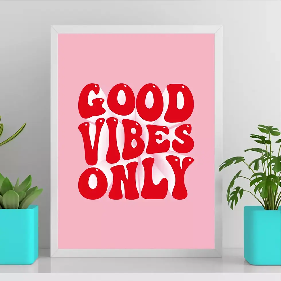Thumbnail: Good Vibes Only - Vermelho e Rosa Groovy