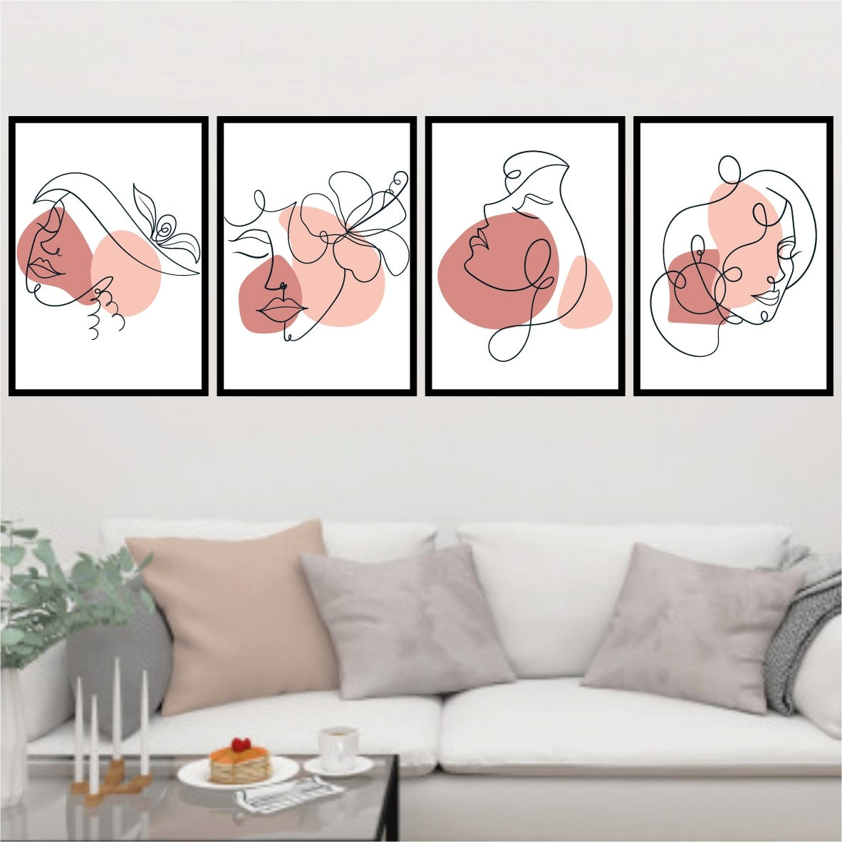 Mulher linha continua geométrico marrom