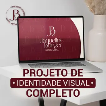 Projeto de Identidade Visual para Empresa de Social Media com Logotipo ícone Paleta de Cores Vermelho Branco Marrom e Dourado Cartão de Visita e Caneca Personalizada Design Completo marca logomarca negócio