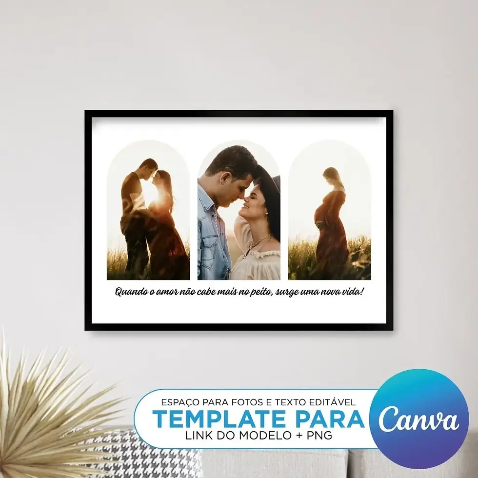 Template para Canva Arte Digital Imagem para Quadro Personalizado de Dia das Mães com fotos presente diy com frase para mãe