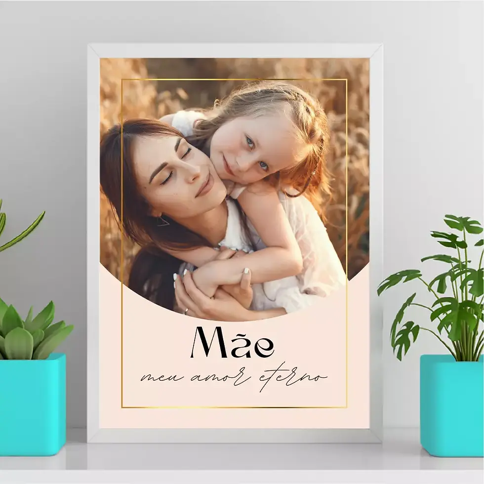 Miniatura: Personalizável - 1 foto com retângulo dourado