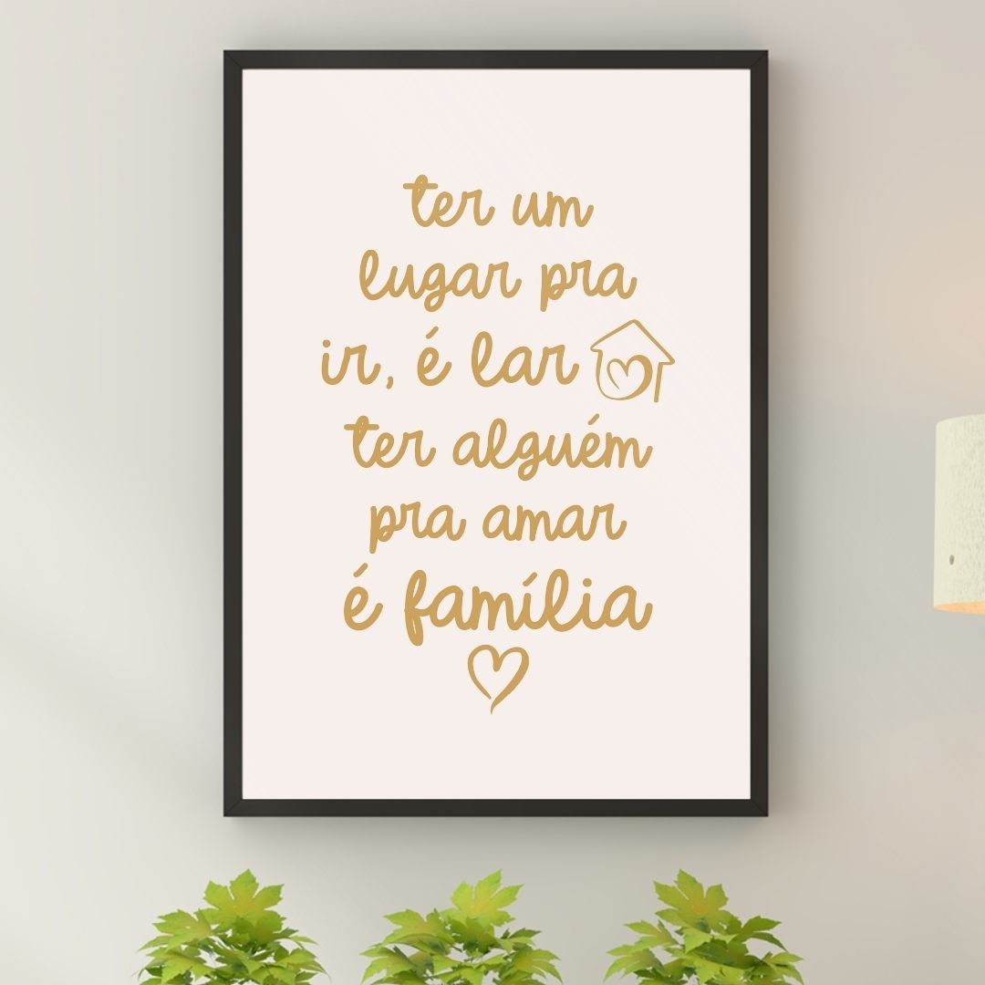 Arte Digital Imagem para Quadro Decorativo para Imprimir com frase Ter um lugar pra ir é lar família benção - Bege e Marrom
