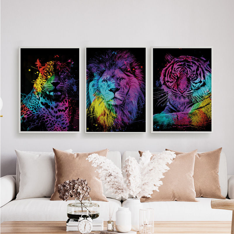 Miniatura: Felinos Neon Colorido - Onça Pintada - Leão - Tigre