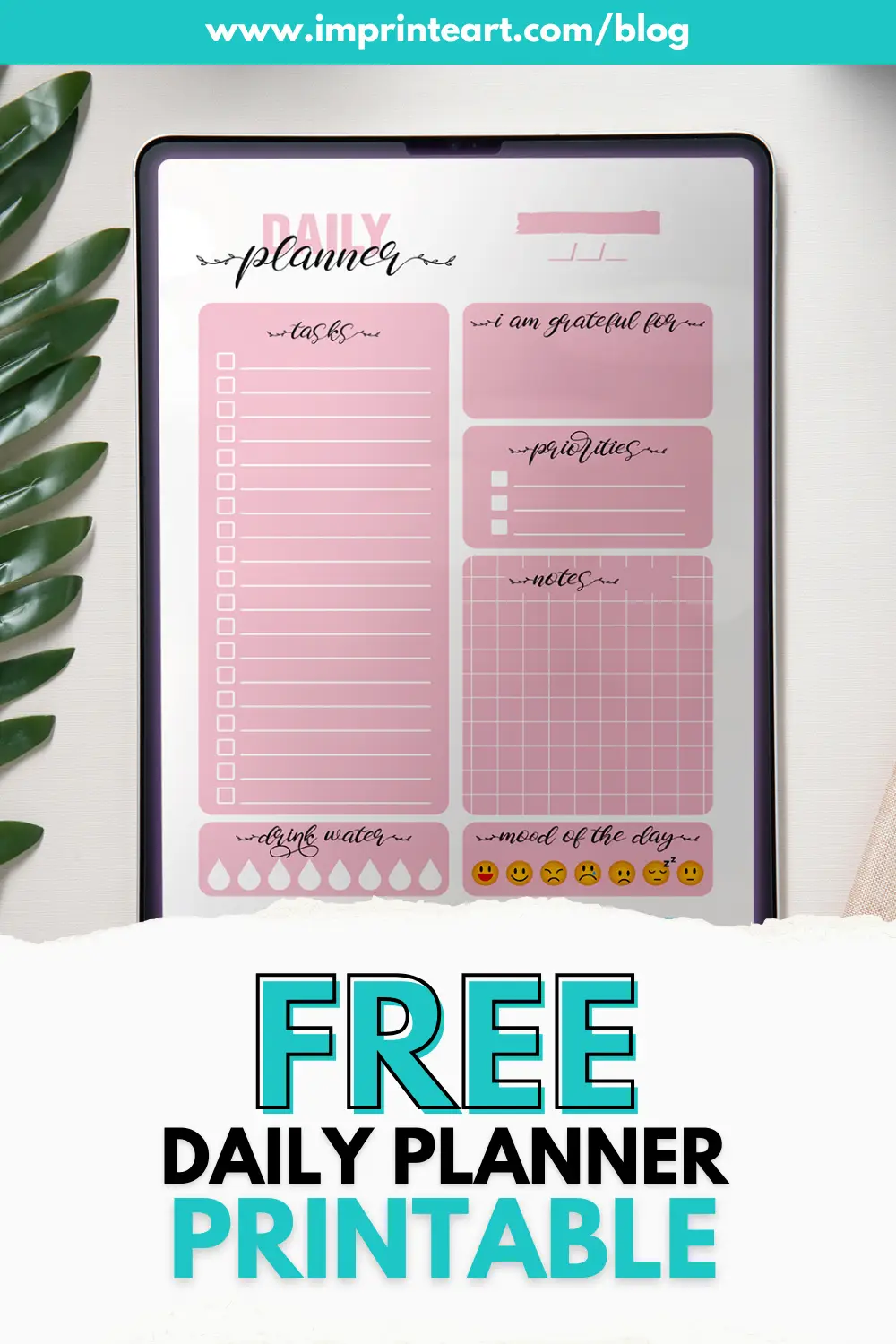 FREE DAILY PLANNER PINK PRINTABLE FOR DOWNLOAD