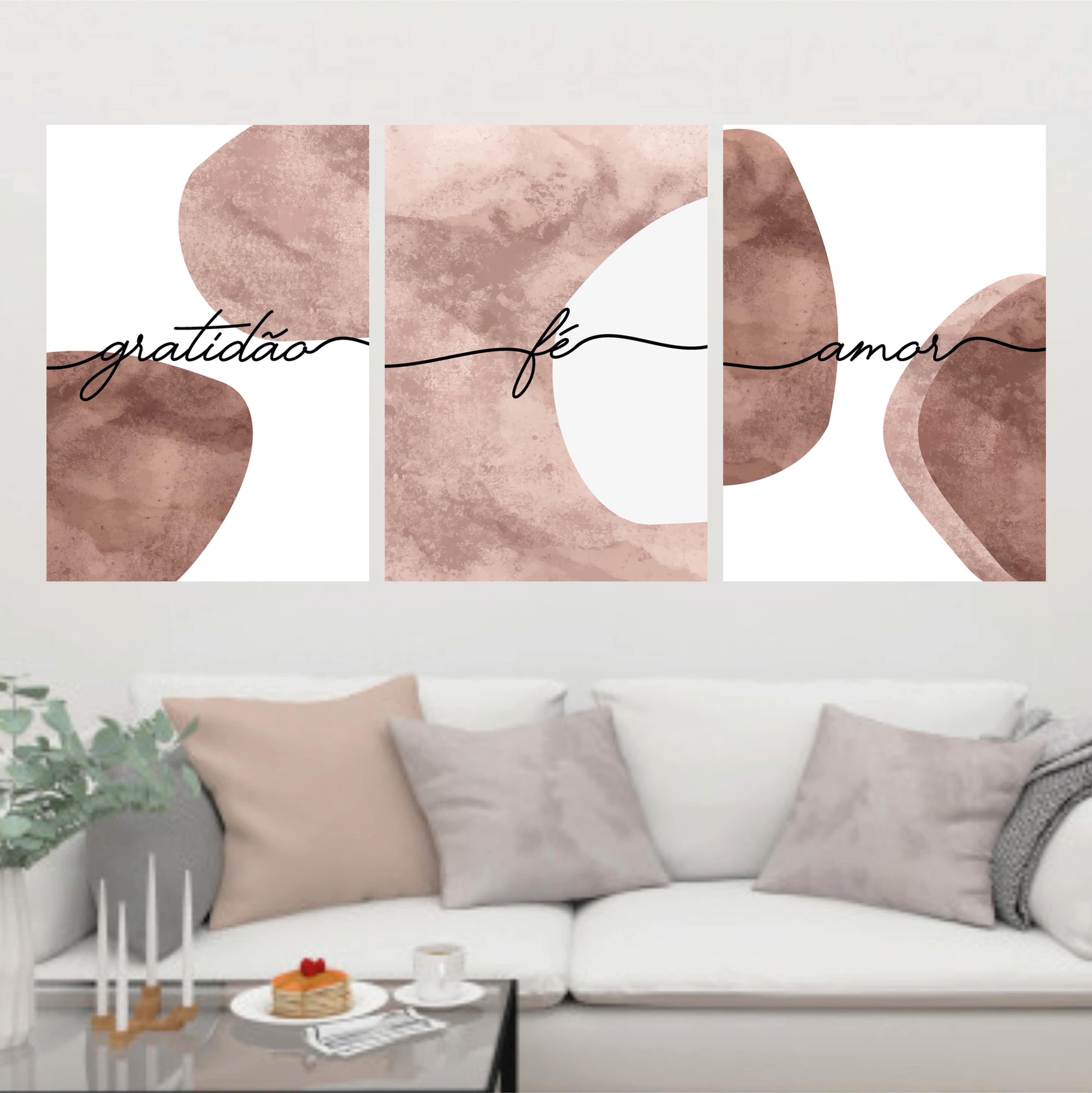 Gratidão Fé Amor - círculos Marrom Claro