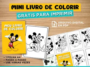 Mini Livro para Colorir do Mickey Mouse: Desenhos Prontos para Imprimir e Criar uma Lembrancinha Criativa e Econômica