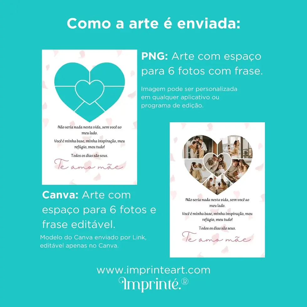 Miniatura: Template para Canva Arte Digital Imagem para Quadro Personalizado de Dia das Mães com fotos presente diy com frase para mãe