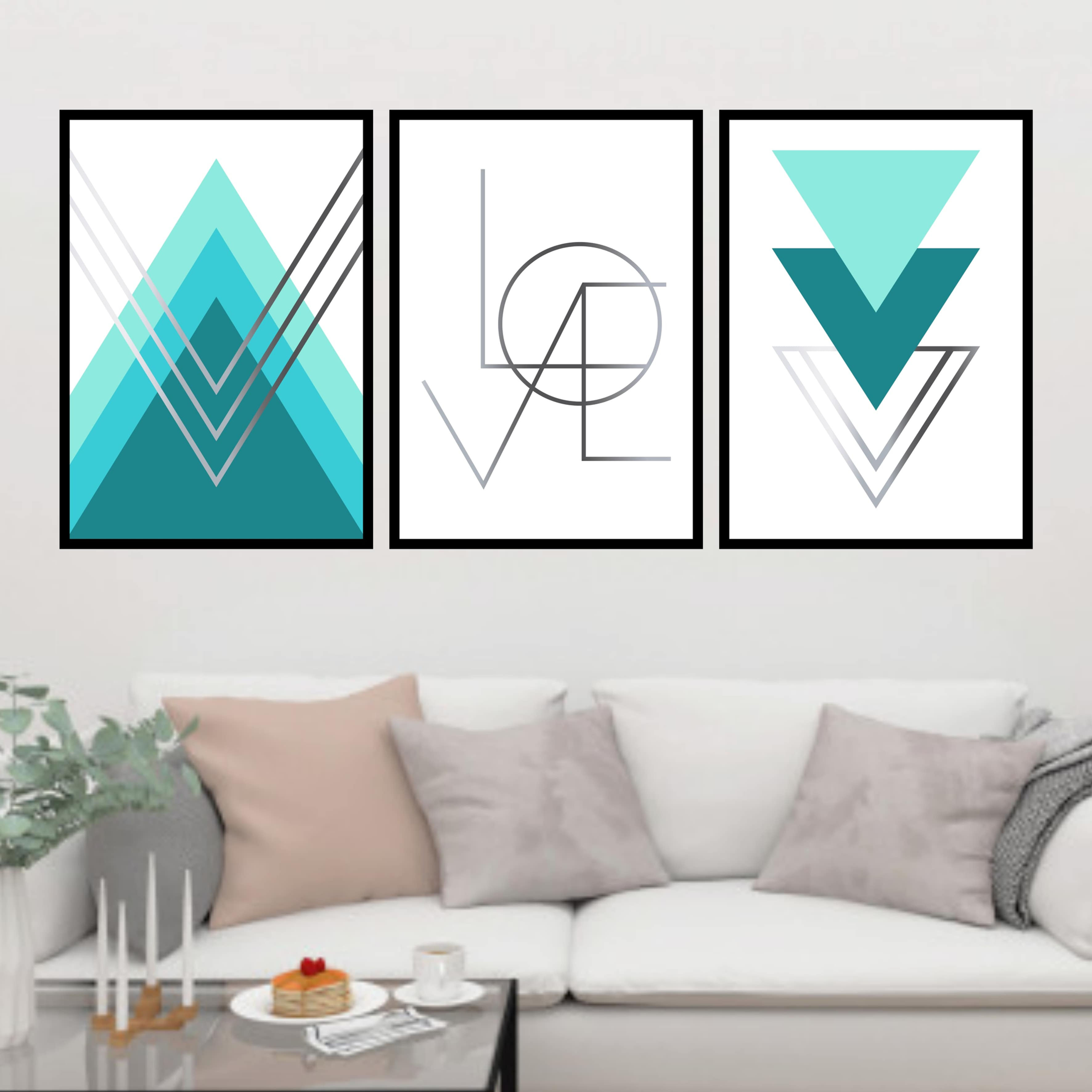 Triângulos - Love - Verde Água Prata