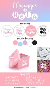 Criação de Logotipo Identidade Visual Logomarca de loja no instagram de pulseiras de miçanga para crianças rosa roxo criativo e divertido