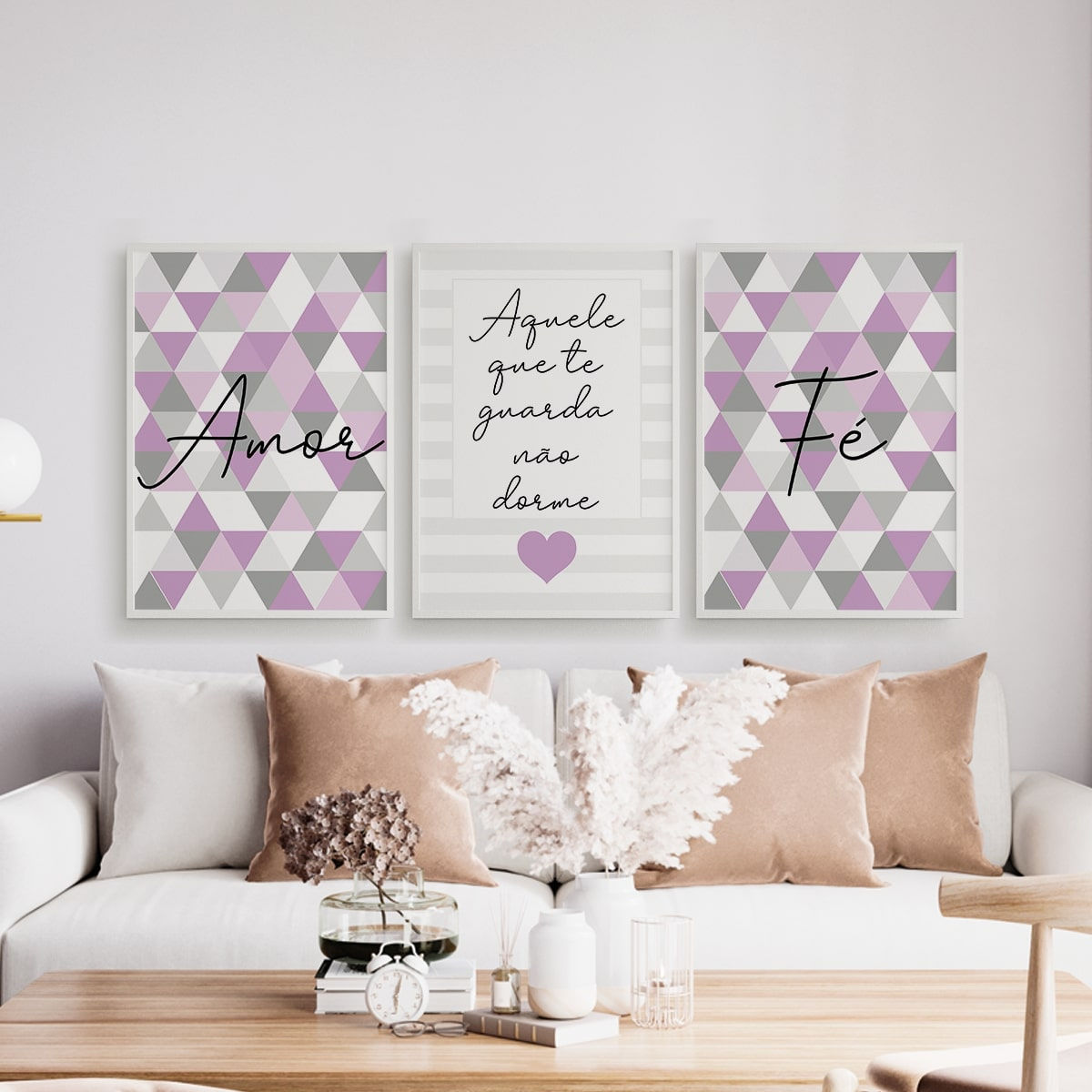 Triângulos - Aquele que te guarda não dorme - Amor - Fé - Lilás