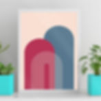 Arte Digital Imagem para Quadro Decorativo para Imprimir Abstrato Geométrico Arcos - Marsala e Azul Cozy Decor