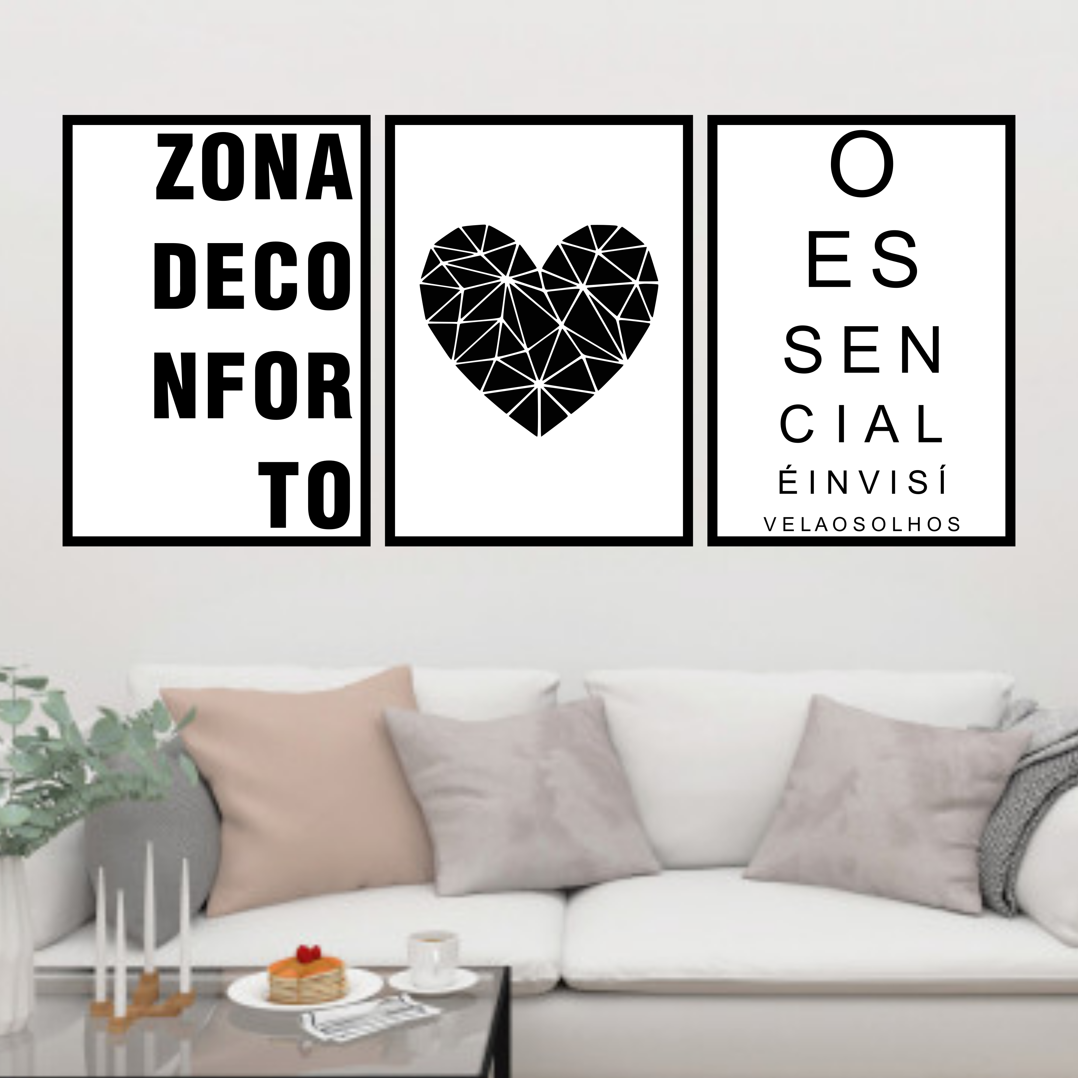 Zona de Conforto - Coração Geométrico - O essencial é invisível aos olhos -Preto