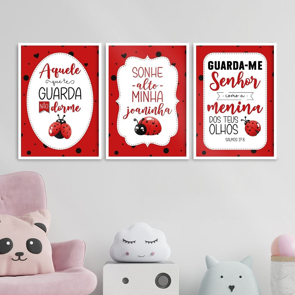 Arte Digital Imagem para Quadro Decorativo para Imprimir com frase Joaninha Guarda-me Senhor Sonhe alto Aquele que te guarda