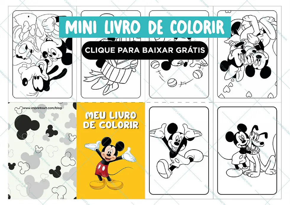 Mini Livro para Colorir de personagens infantis stitch rapunzel bts kpop mickey e minnie Desenhos Prontos para Imprimir e Criar uma Lembrancinha Criativa e Econômica atividade para crianças colorir coordenação motoro divertido grátis para baixar 1 folha a4
