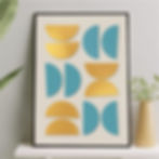 Arte Digital Imagem para Quadro Decorativo para Imprimir Bauhaus Abstrato Geométrico - Cinza Dourado e Turquesa Luxo Chic