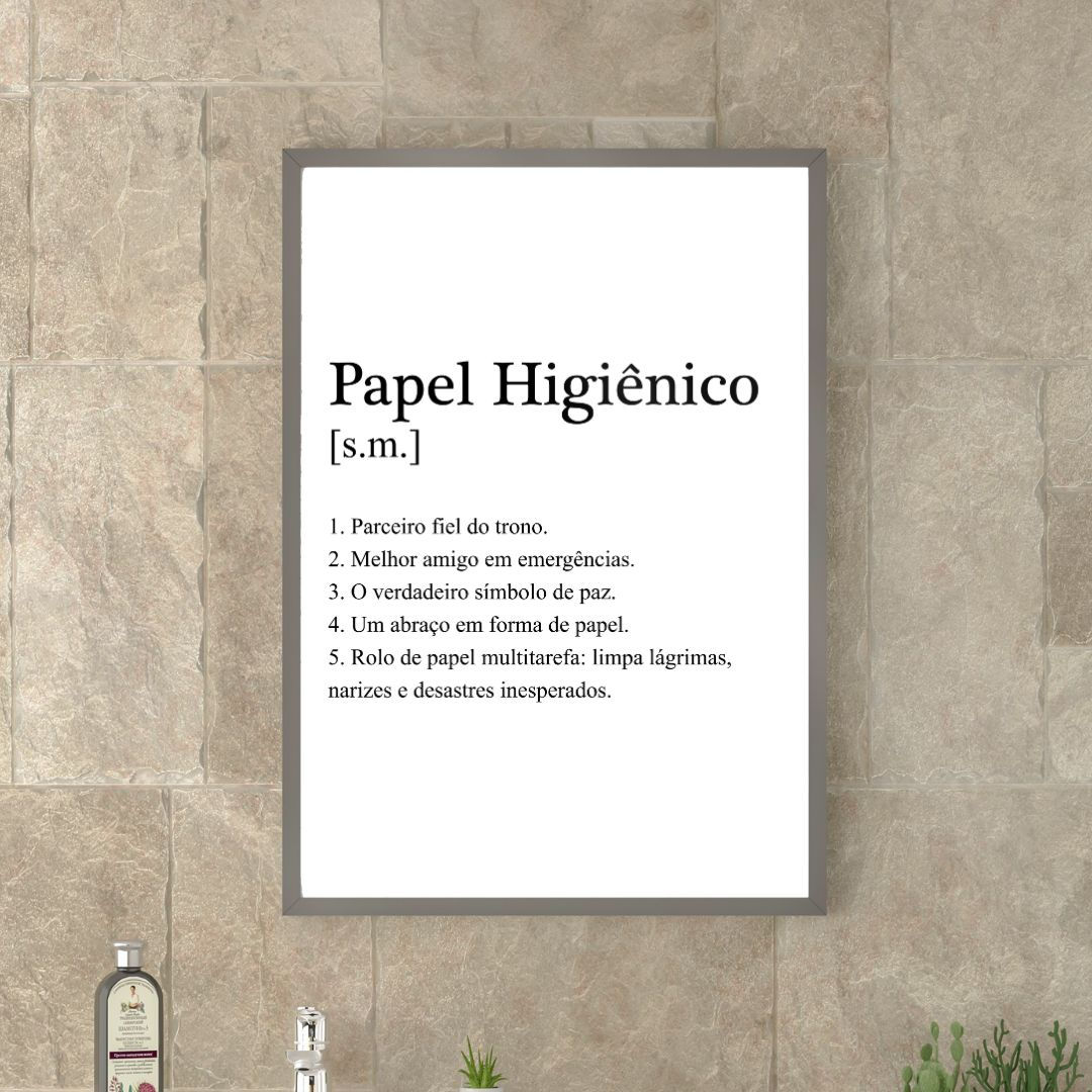 Arte Digital Imagem para Quadro Decorativo para Imprimir com frase Papel Higiênico Significado Preto e Branco minimalista