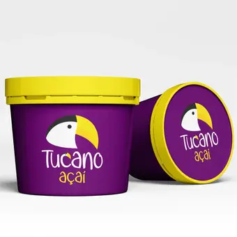 Criação de Logotipo Identidade Visual Logomarca de Açaí e Sorveteria nas cores rosa e amarelo e branco estilo criativo e divertido