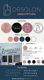 Identidade Visual e Logotipo para empresa de Arquitetura Arquiteta Minimalista Rosa e Azul Completa