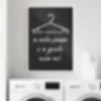 Arte Digital Imagem para Quadro Decorativo para Lavanderia para Imprimir com frase Giz Passar roupa pra quê Lousa Chalkboard