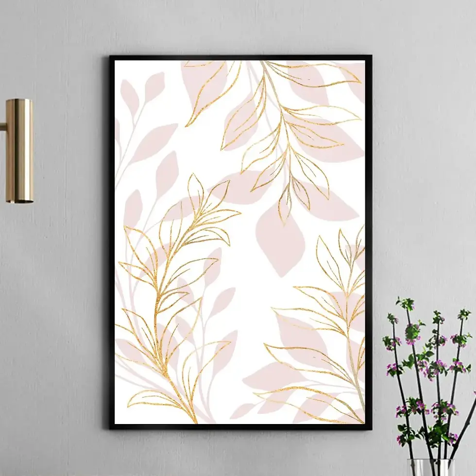 Folhas abstratas Rosa e Dourado Down