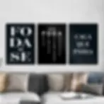 Arte Digital Imagem para Quadro Decorativo para Imprimir Foda-se Seja Foda Caga que passa Preto e Branco Palavrão Engraçado