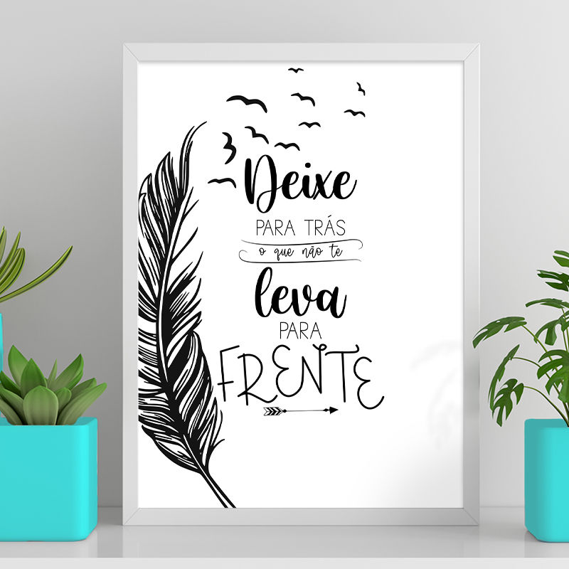 Miniatura: Deixe para trás o que não te leva para frente - Pena com pássaros voando