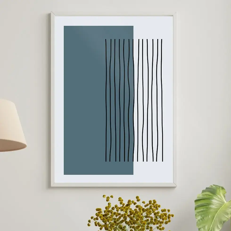 Arte Digital Imagem para Quadro Decorativo para Imprimir Abstrato Azul Petróleo Arcos Círculos Linhas Quadrado Elegante