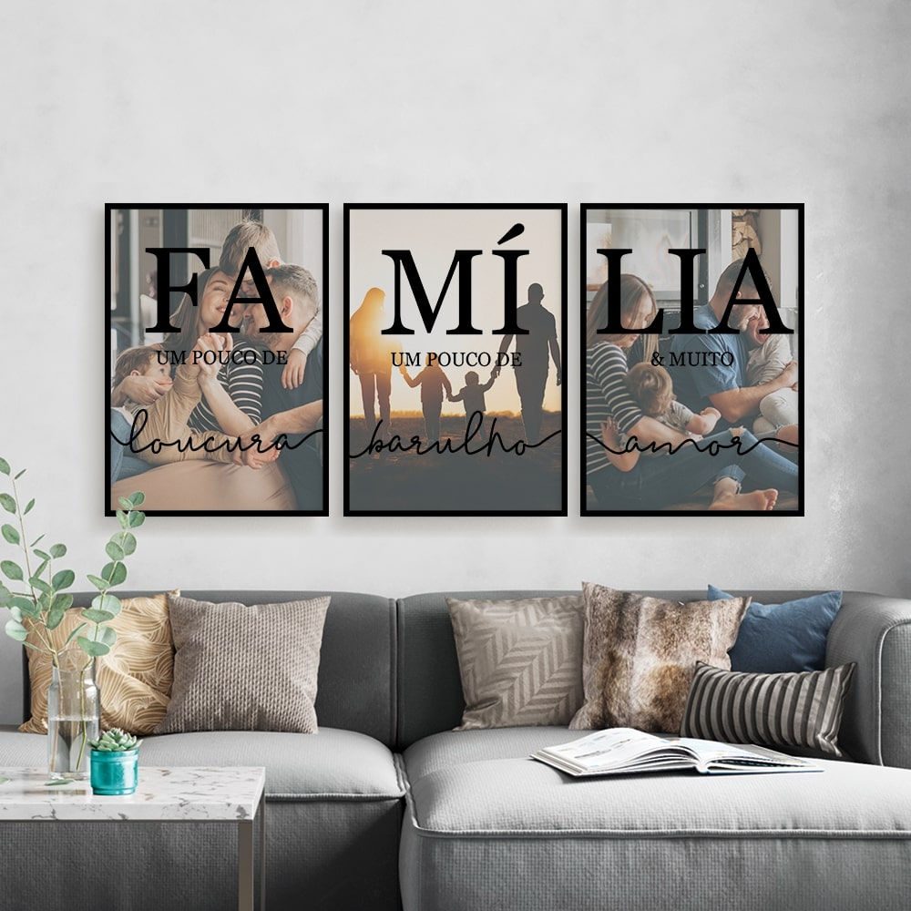 Família um pouco de loucura barulho e muito amor - preto - com fotos