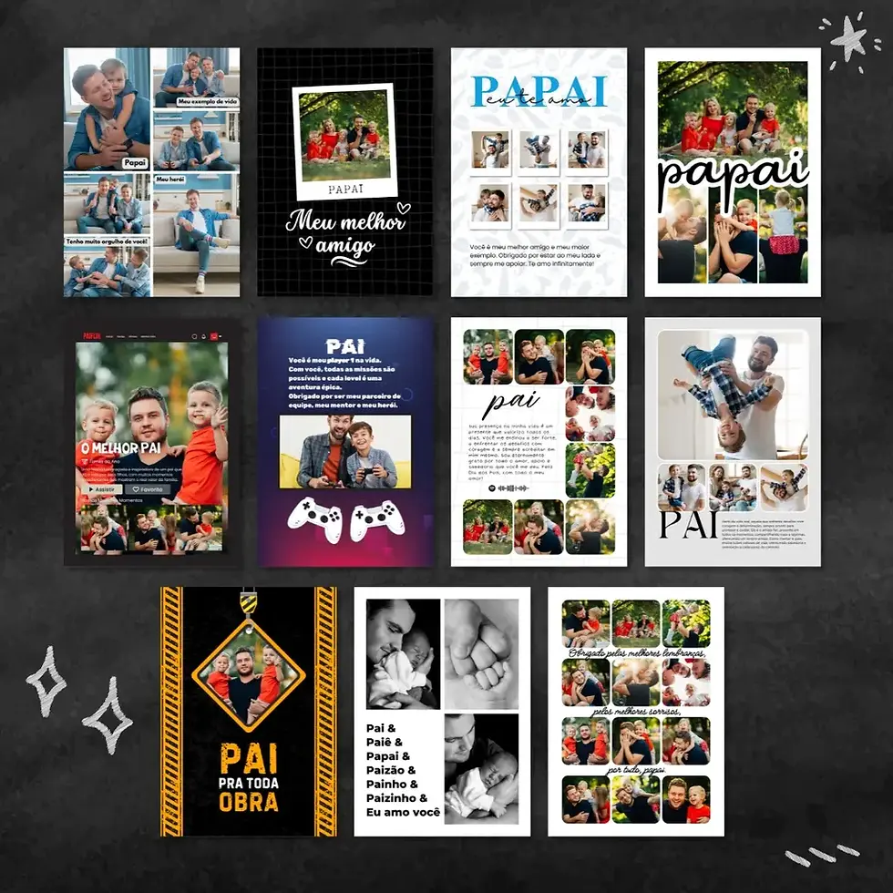 Thumbnail: Template para Canva Editável para Quadros Personalizados de Dia dos Pais com Fotos para imprimir Presente barato criativo DIY