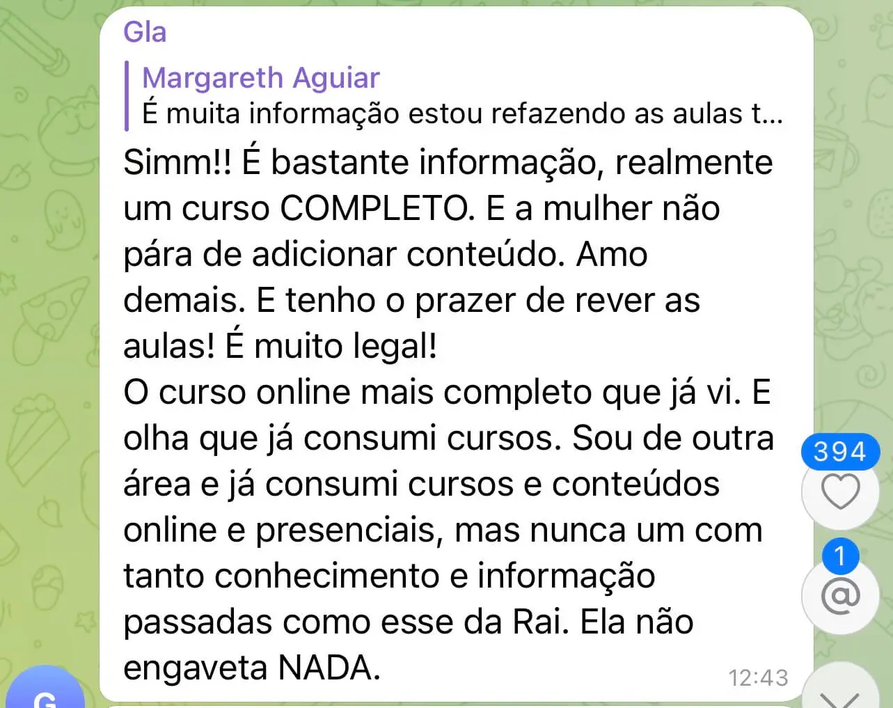 Depoimento de alunas do Curso a escola da resina mostrando como conseguiram independência financeira através do artesanato