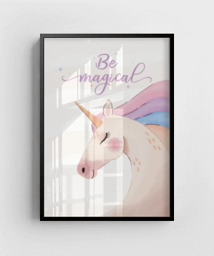 Quadro Infantil para Quarto de menina com moldura de madeira caixa filete decorativo para decoração de parede