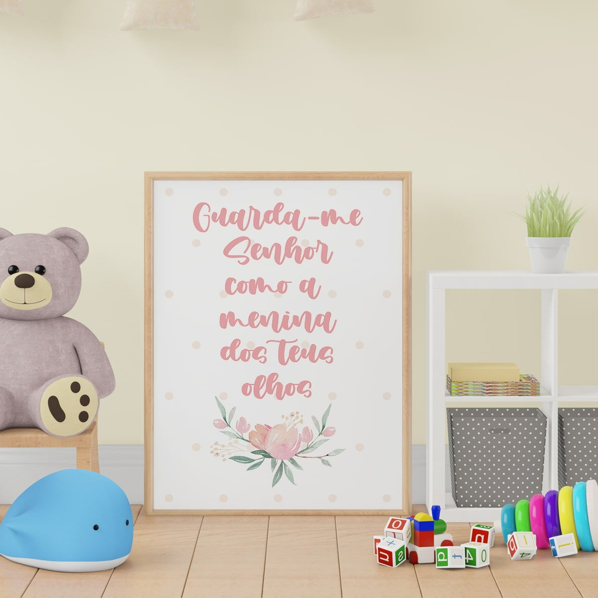 Guarda-me senhor como a menina dos teus olhos - Flor rosa e bolinhas