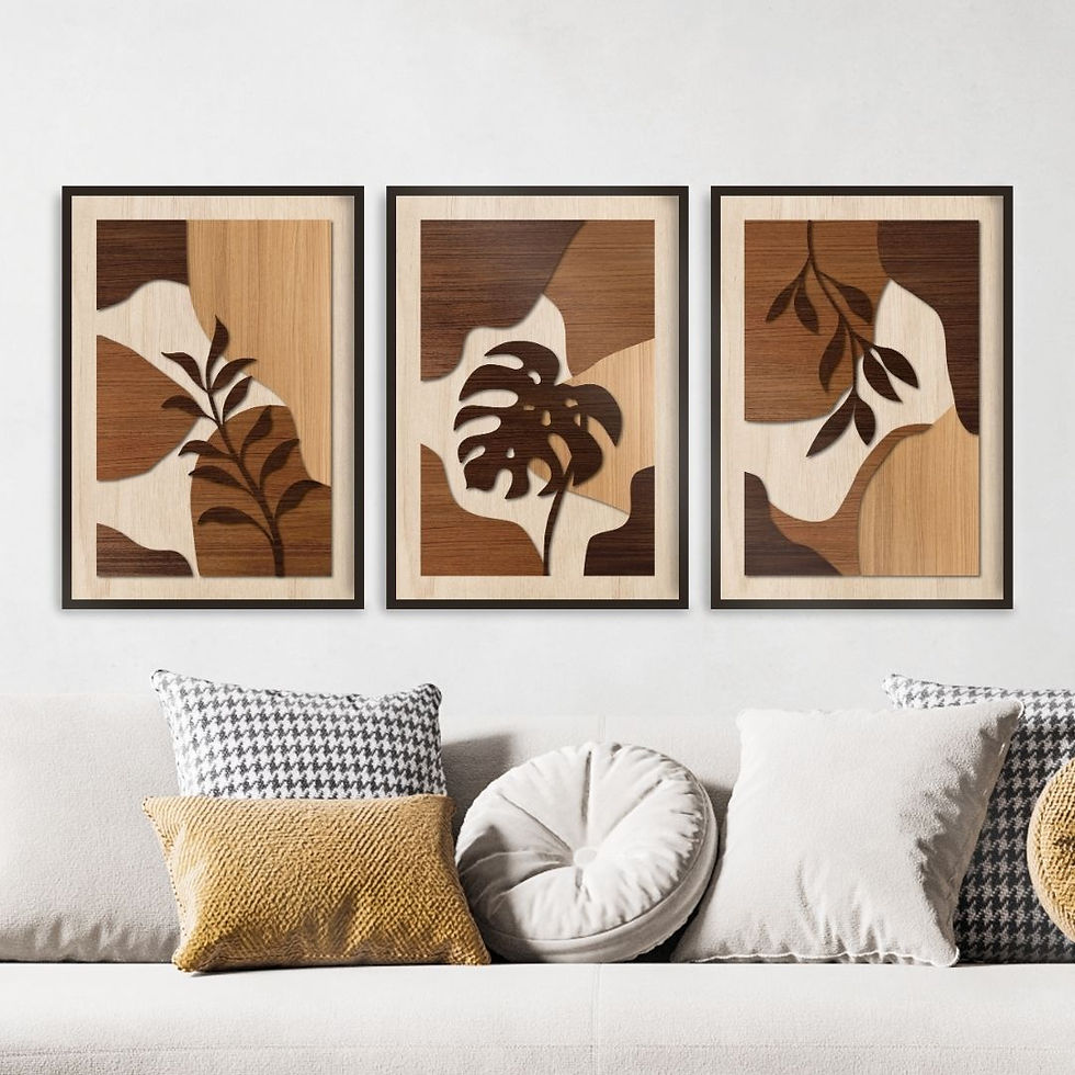 Arte Digital Imagem para Quadro Decorativo para Imprimir 3 Abstrato Madeira Folhas Costela de Adão Marrom e bege pinus