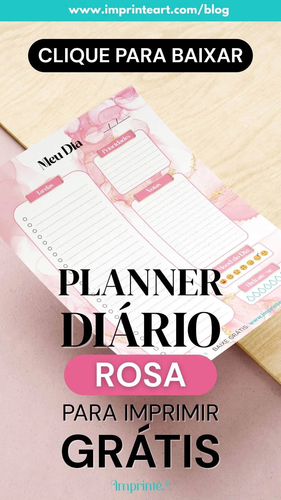 Planner Digital Aquarela Rosa Grátis para Imprimir: Organize-se com Estilo