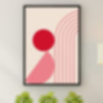 Arte Digital Imagem para Quadro Decorativo para Imprimir Abstrato Geométrico Meio Círculo e Arcos Rosa e Vermelho Cozy Decor