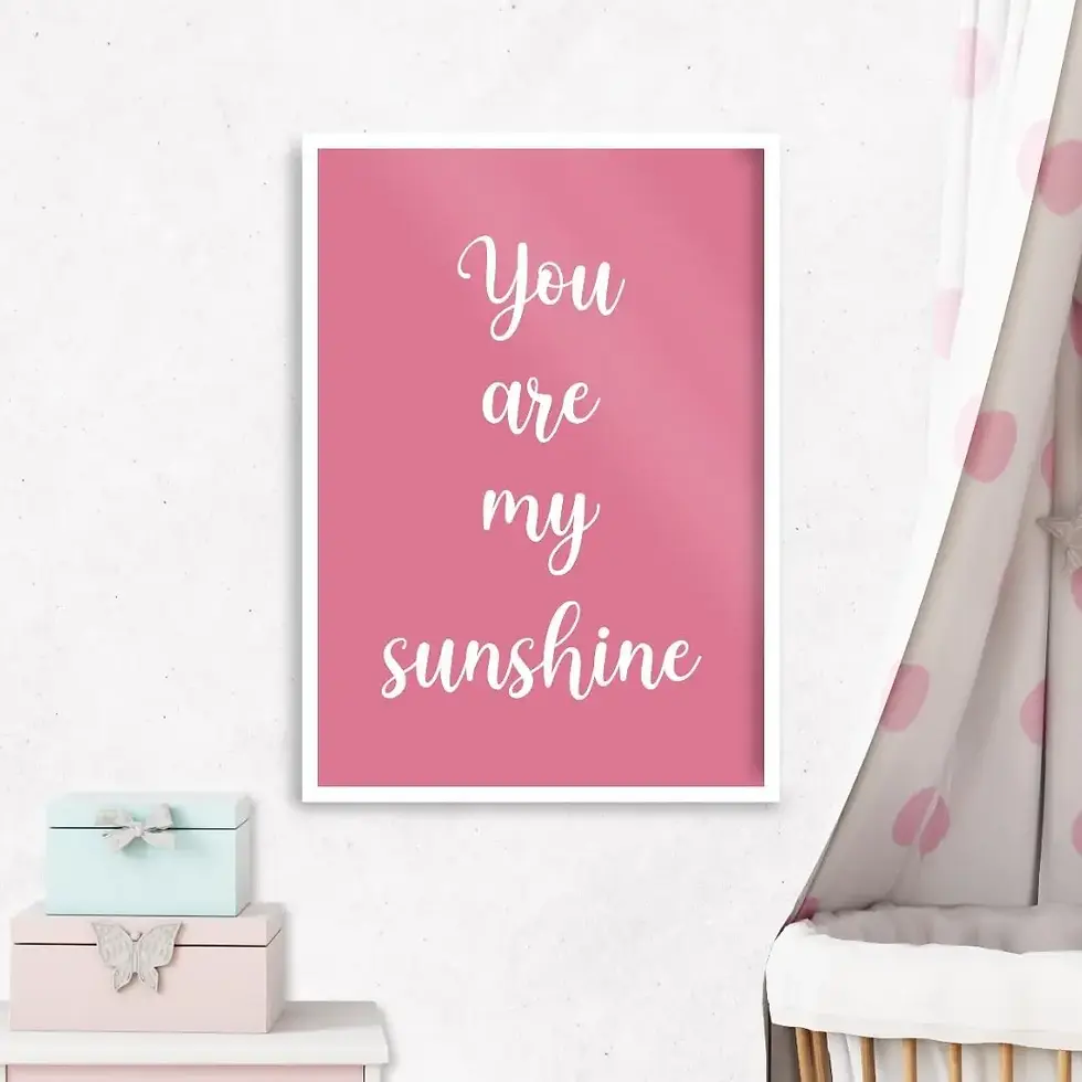You are my sunshine Rosa e Branco Arte Digital Imagem para Quadro Decorativo Infantil para Imprimir e decorar Quarto Menina