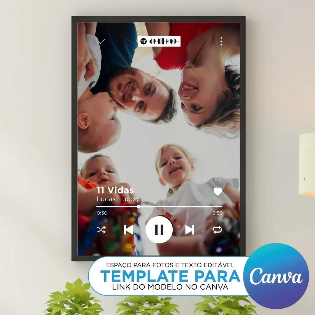 Arte Digital Imagem para Quadro Personalizado com fotos de Presente de Dia dos Pais para imprimir Template Canva Editável