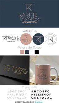 Criação de Logotipo Identidade Visual Logomarca de Arquiteta arquitetura nas cores azul e rosa e branco estilo simples e minimalista e elegante